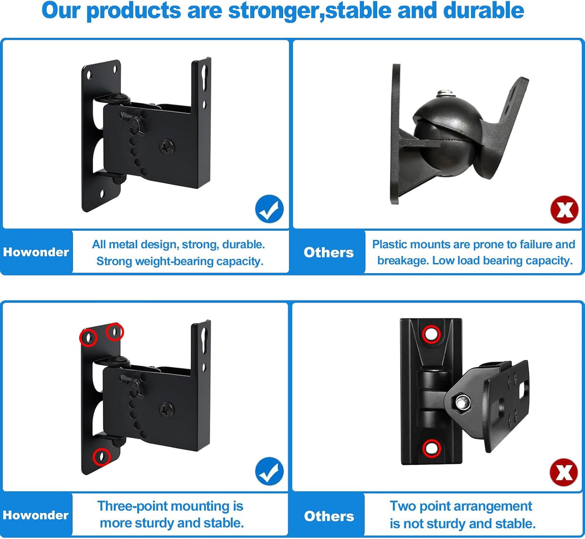 Speaker Wall Mount , Holds up to 30lbs，Swivel and Tilt, 2 Packs | All Metal Wall Speaker Mount for Small