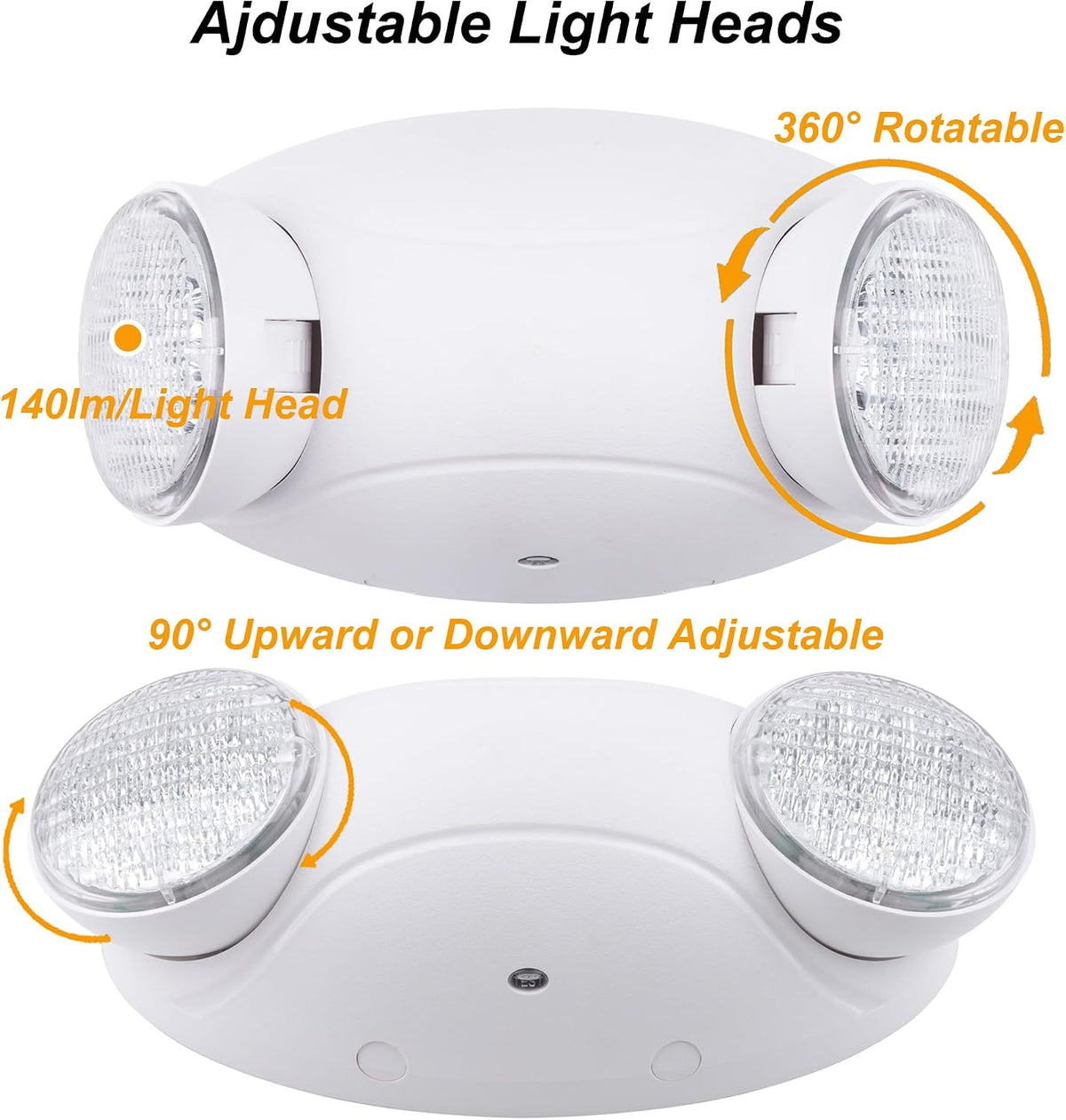 LIT-PaTH LED Emergency Light for Business, Battery Backup, 2 Pack