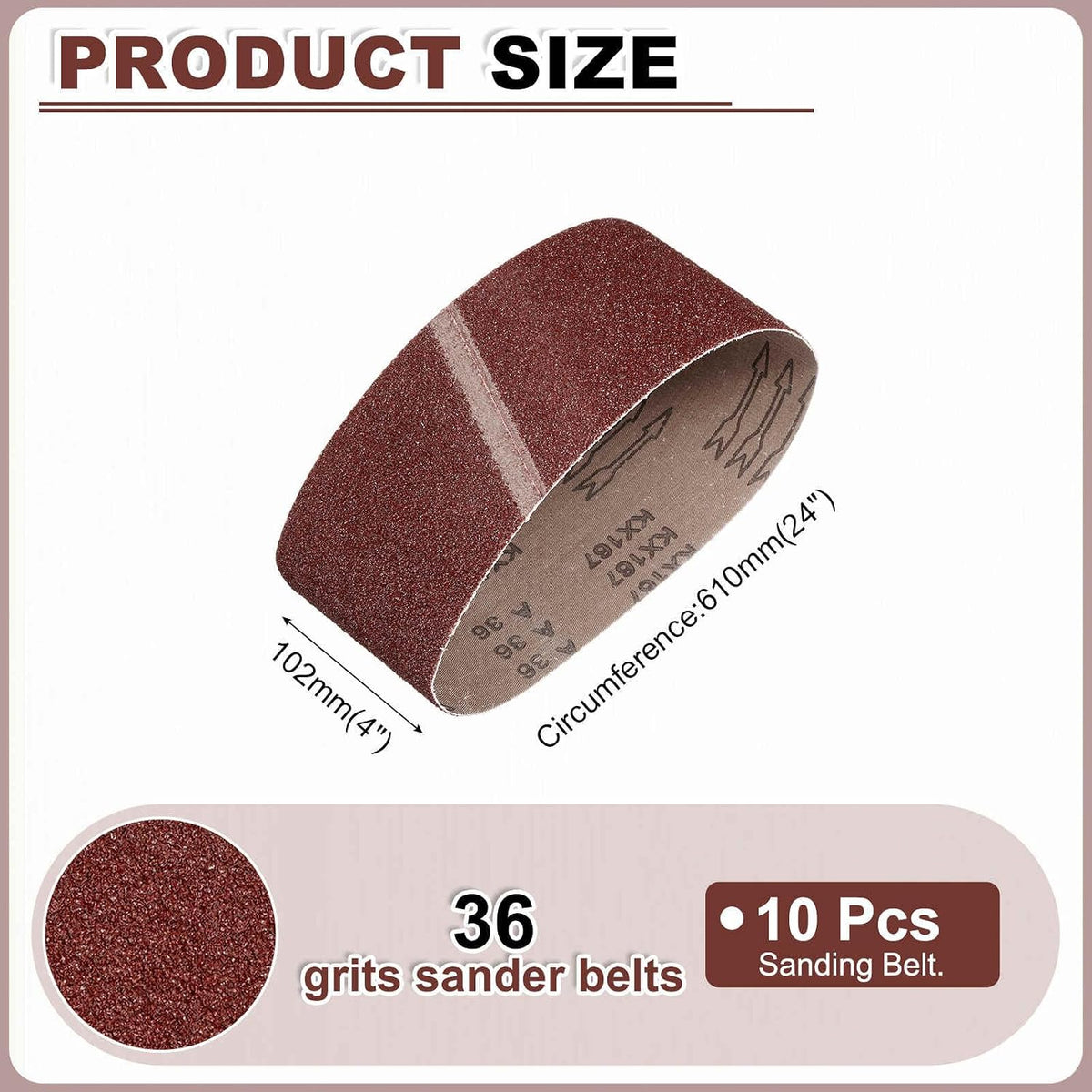 HARFINGTON 4 x 24 Inch Sanding Belts, 10 Pcs 36 Grits Aluminum Oxide