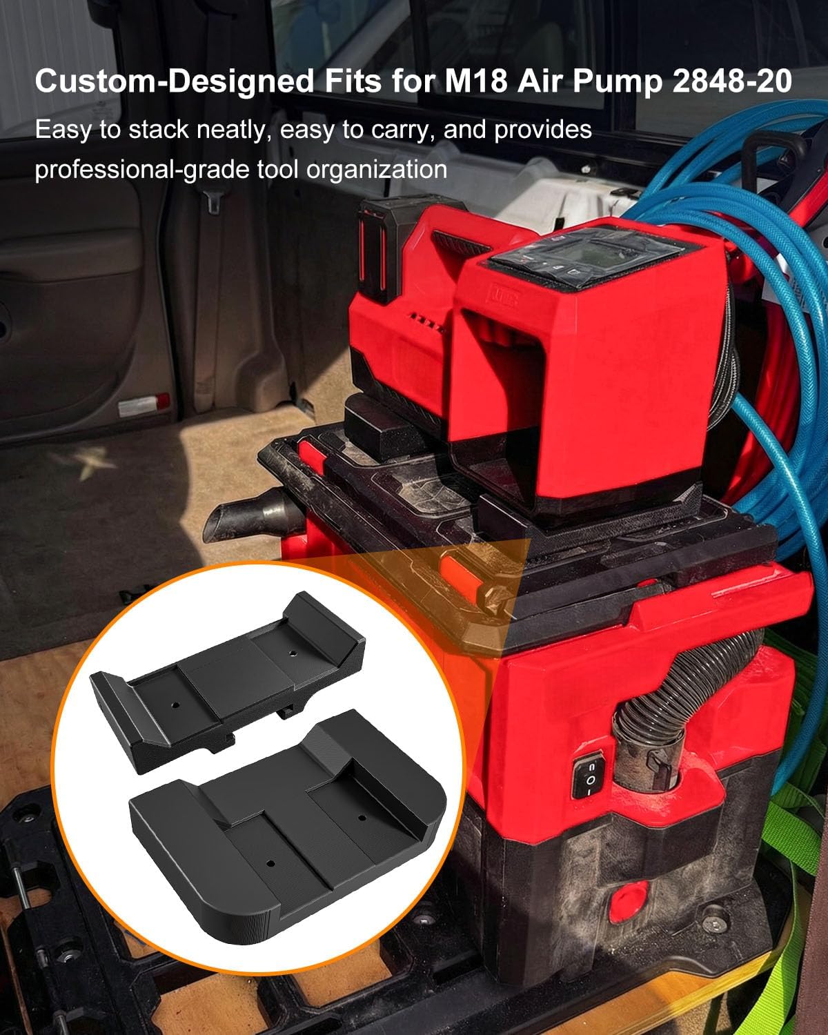 Inflator Base Fit for Milwaukee M18 Inflator 2848-20, Packout Mount Adapter