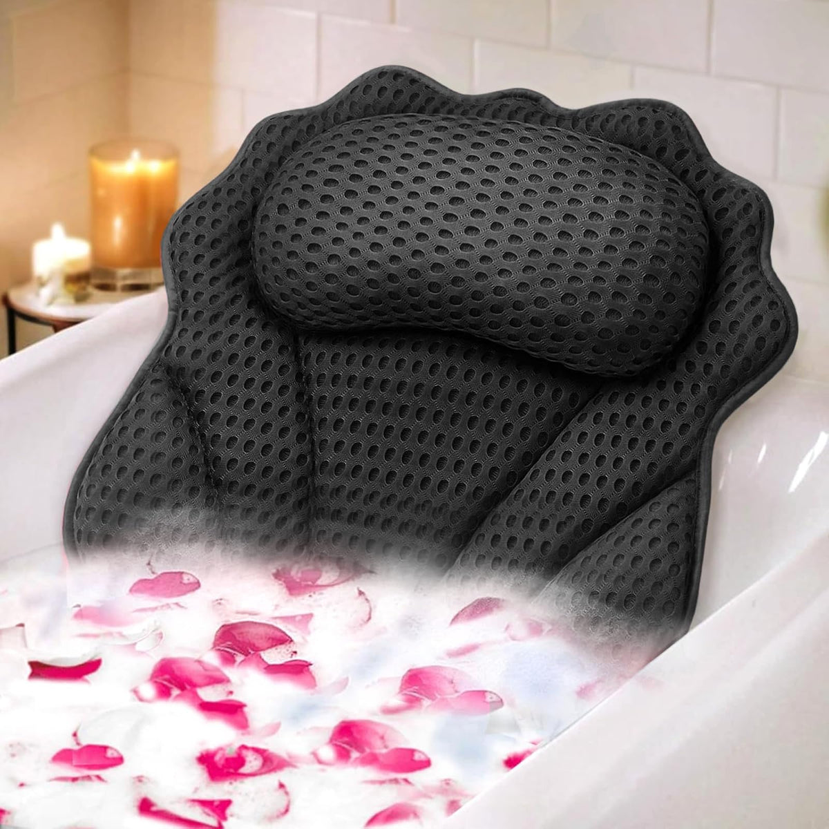 Bath Pillow RUVINCE Ergonomic Luxury Bathtub Pillow with Head,Neck, Shoulder and Back Support, 4D Bath Pillows for