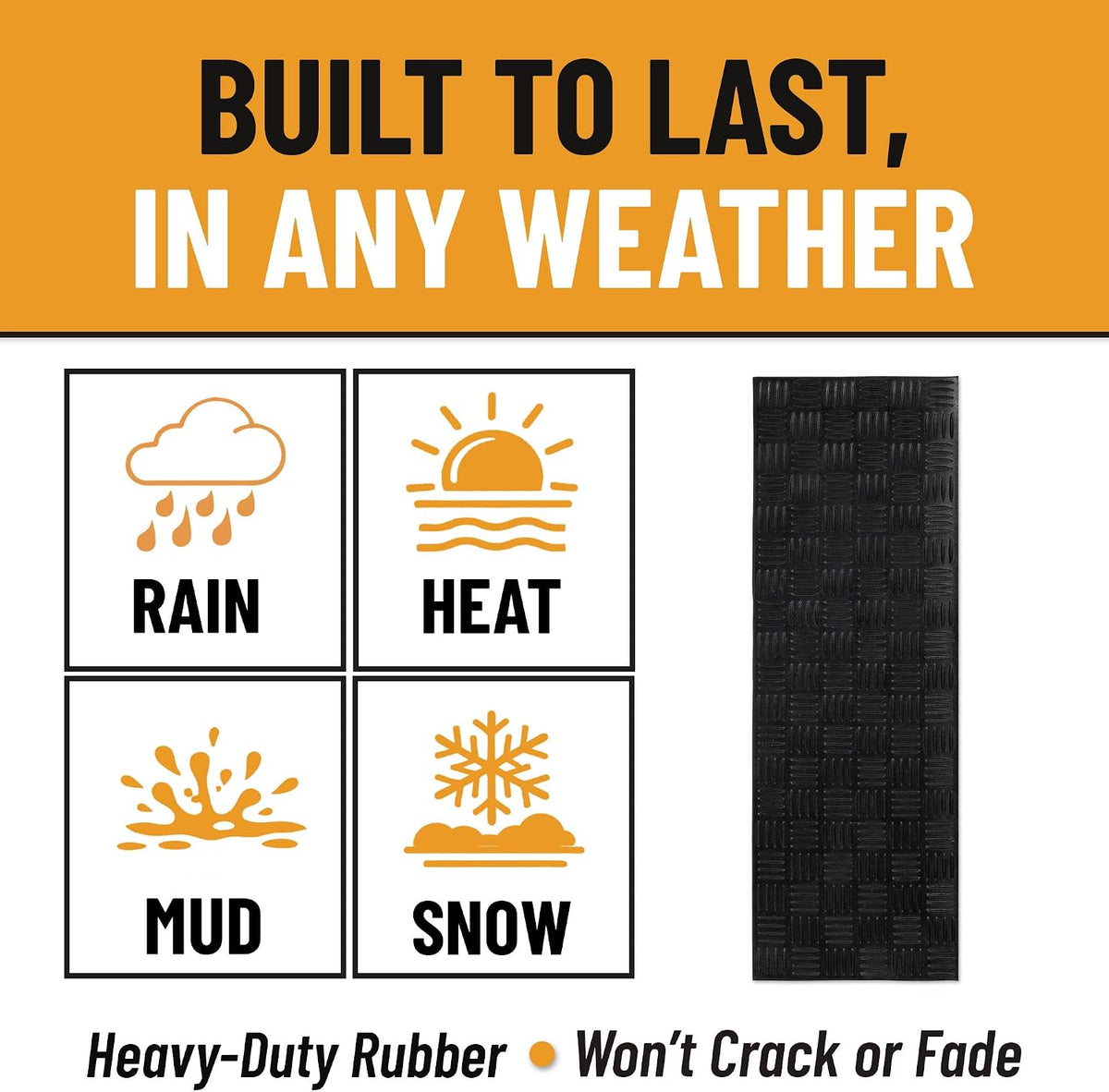 Outdoor Rubber Stair Treads – Ribbed Heavy-Duty Non-Slip Stair Mats – Best Grip on Concrete, Brick & Textured Step –