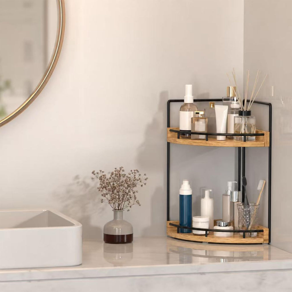 Corner Bathroom Counter Organizer,Vanity Countertop Storage Shelf