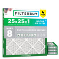 25x25x1 Air Filter MERV 8 Dust & Allergy Defense (4-Pack)