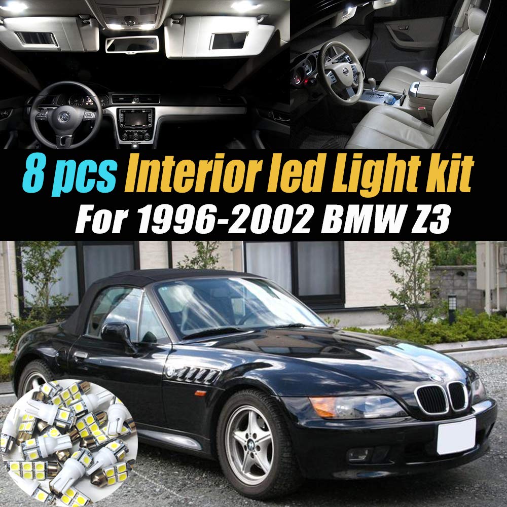 8Pc Super White 6000k Car Interior LED Light Bulb Kit Pack Compatible with 1996-2002 BMW Z3