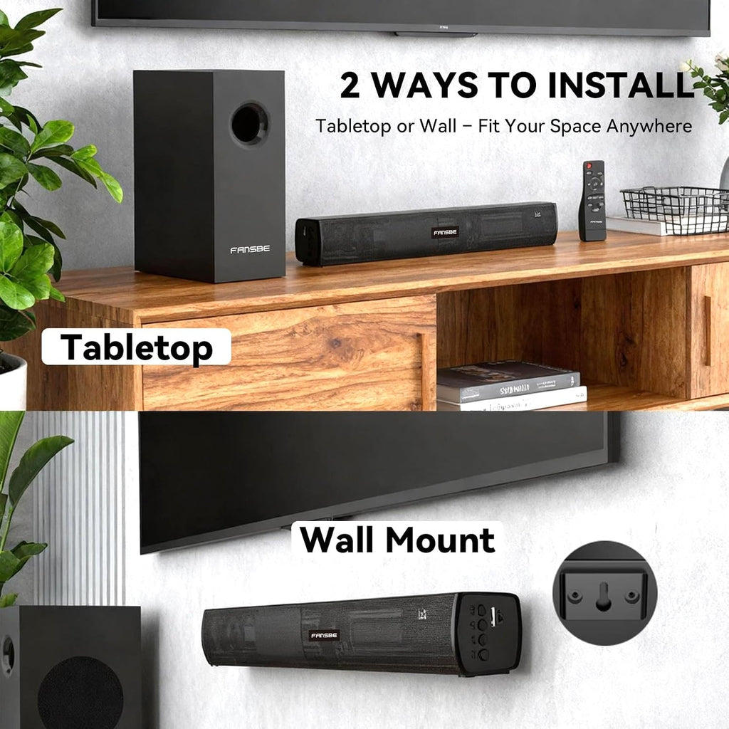 TV Sound Bar Subwoofer Bluetooth, Home Theater Sound Bar System, TV Speakers Sounds Bars Subwoofer, Hdmi(ARC) OPT