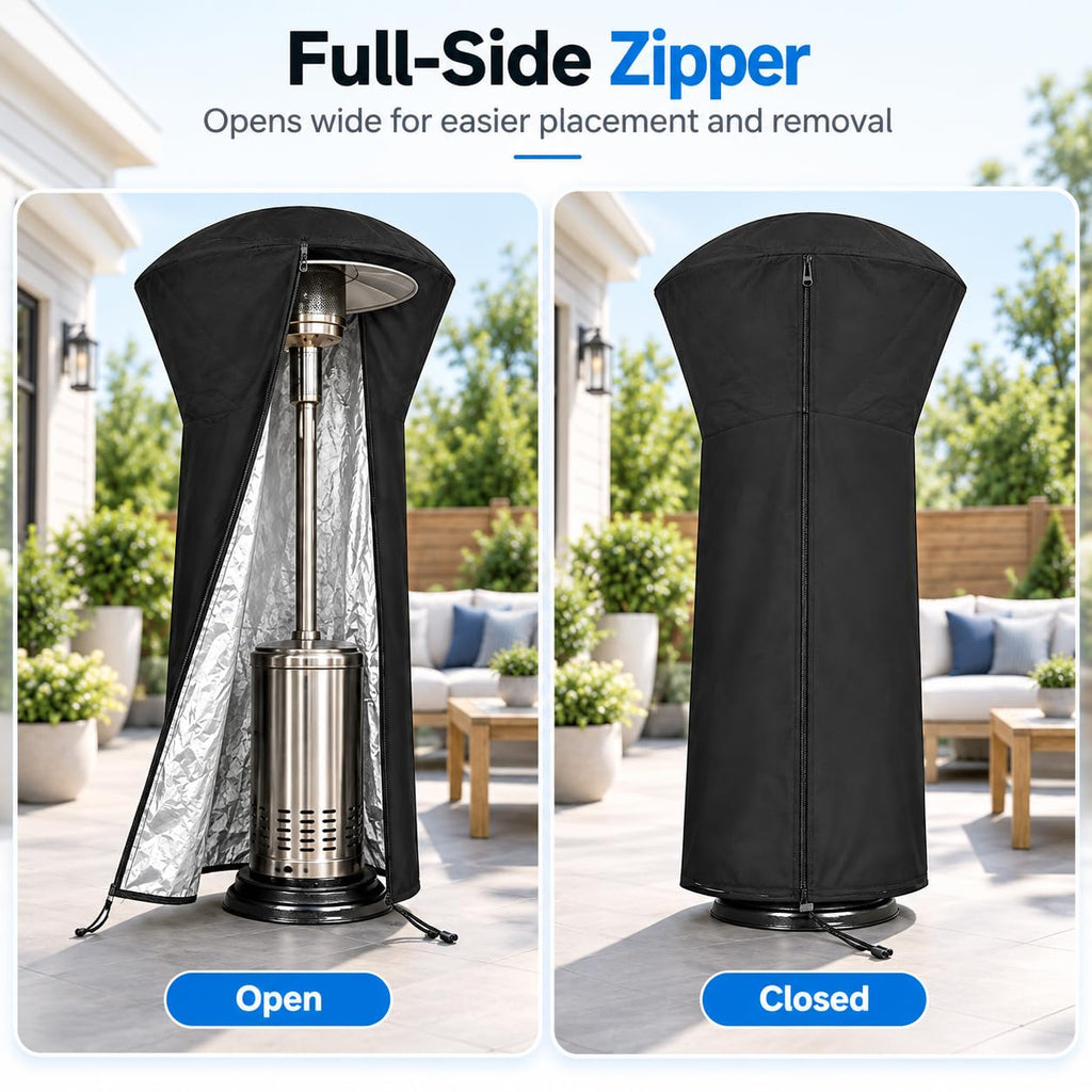 Patio Heater Cover for Hampton Bay NCZH-G-SS, Waterproof Outdoor Heater Cover for Propane Gas Heaters, Full Length