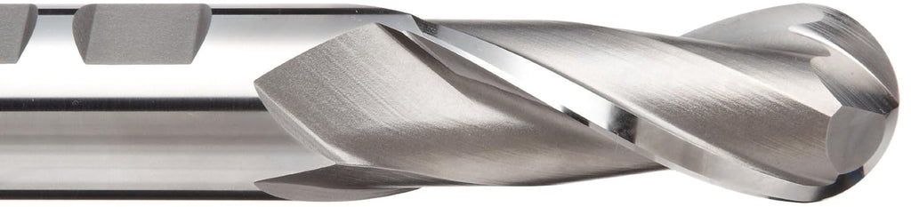 YG-1 E2110 Cobalt Steel Ball Nose End Mill, Weldon Shank, Uncoated (Bright) Finish, 30 Deg Helix, 2 Flutes, 4.125" Overall Length, 1.5" Cutting Diameter, 0.75" Shank Diameter
