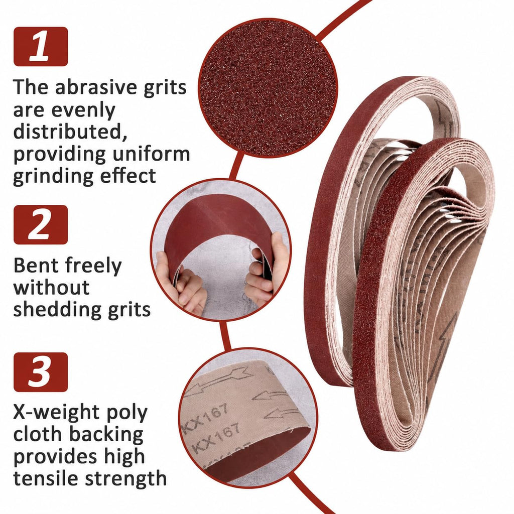 ADVX 30 Pcs 4 x 36 Inch Mixed Grit Aluminum Oxide Sanding Belt