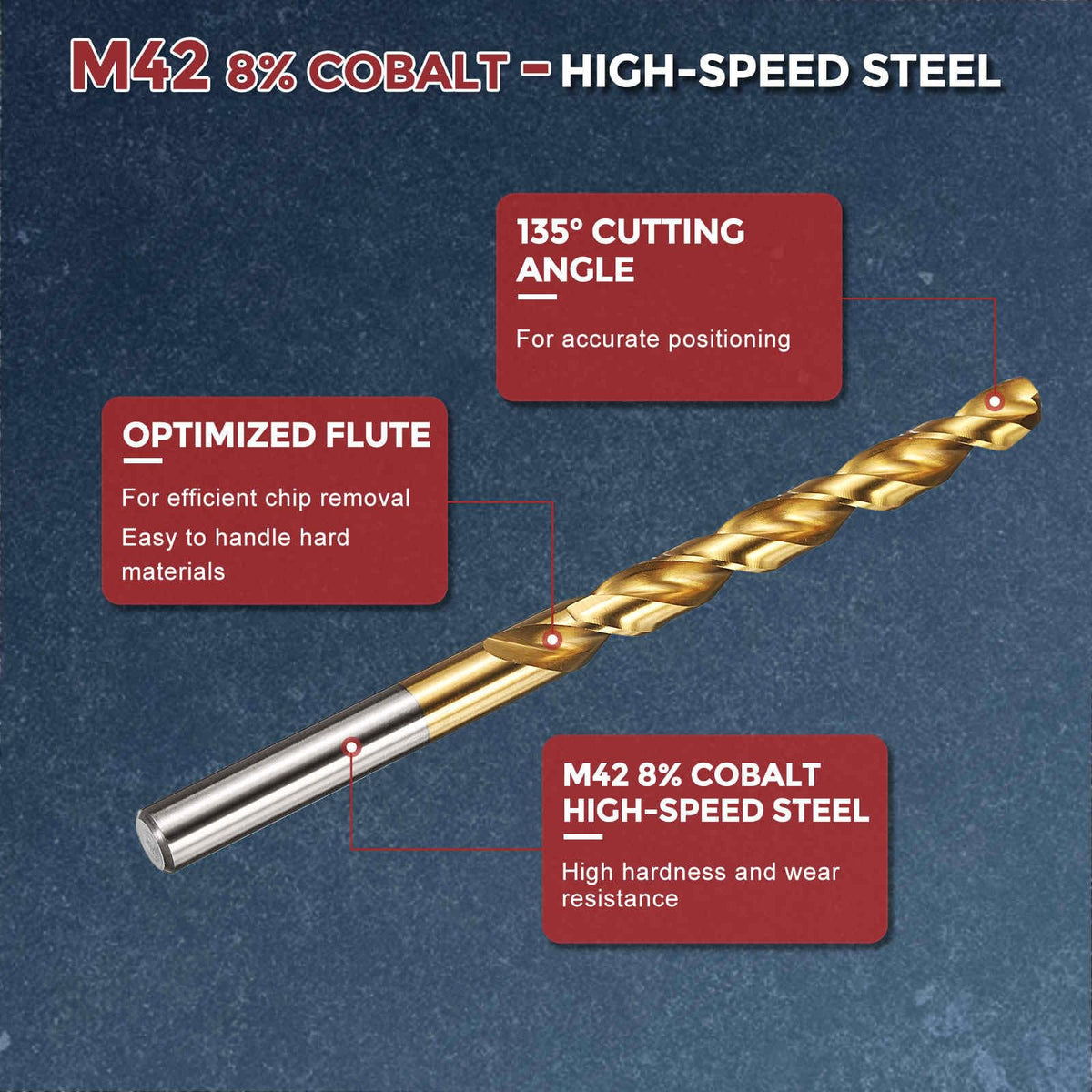 Kozelo Drill Bit 7.2mm Diameter M42 8% Cobalt HSS TiN for Hard Metal