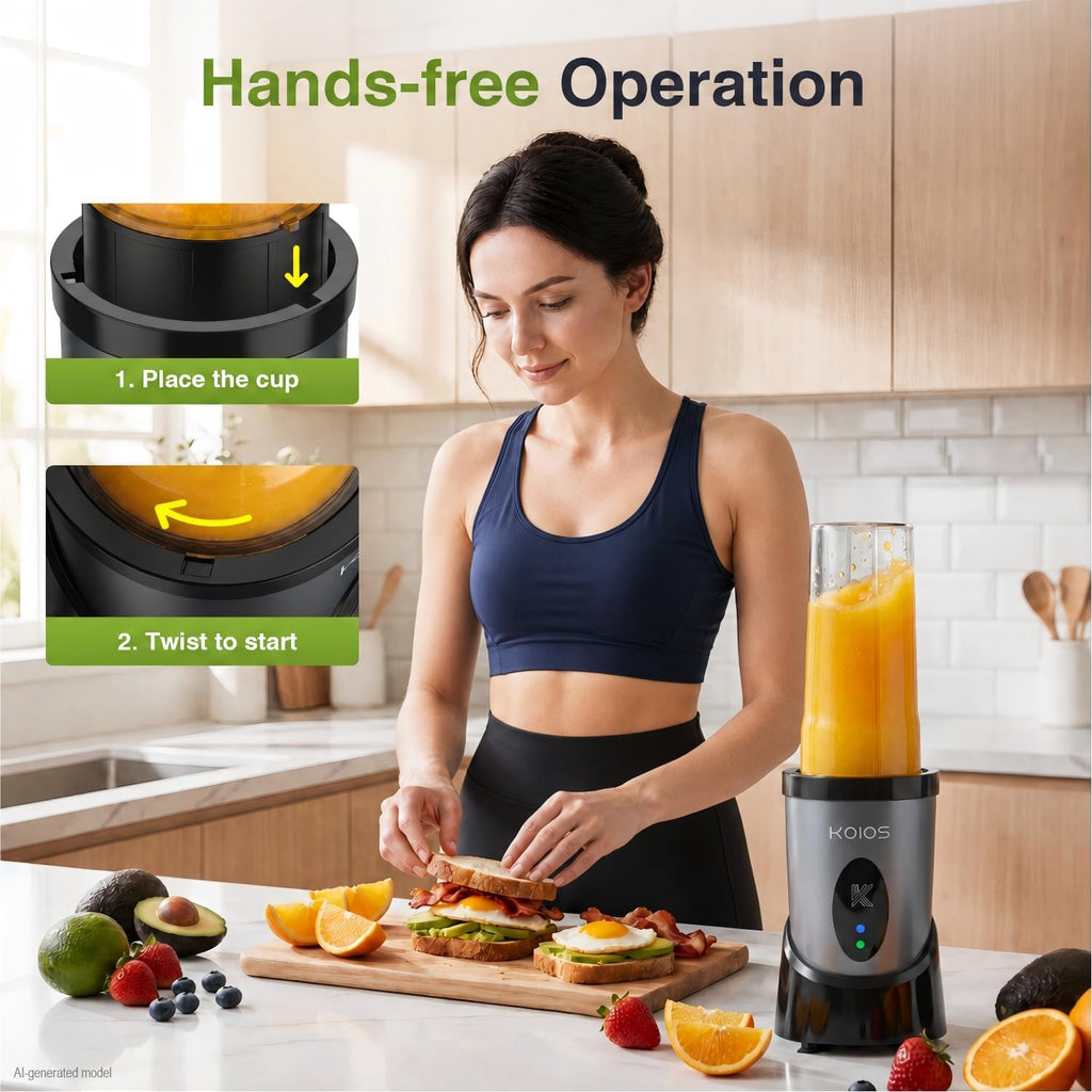 Smoothie Blender Kitchen, 900W Personal Blenders with 3 To-Go Cups | (2) 23oz & 16oz Cups, Blend Smoothies Shakes