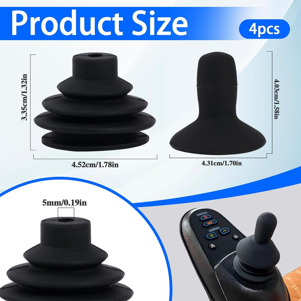 4 Pcs Wheelchair Joystick Button Cap Joystick Controller Knob and Gaiter Black Wheelchair Accessories Joysticks Button Cover Power Chair Parts for Electric Mobility Scooter Electric Drive