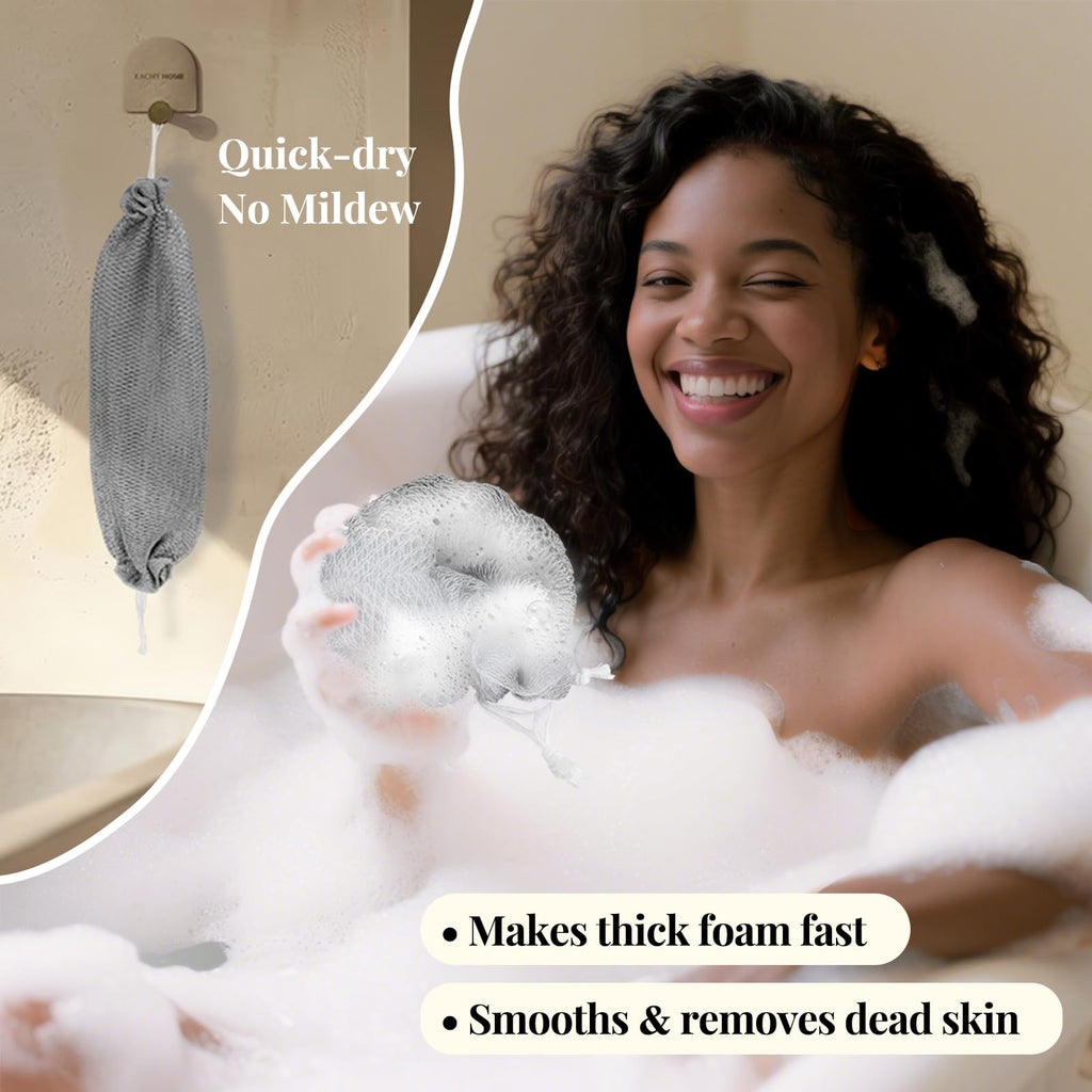 African Net Sponge Authentic-4 Packs African Exfoliating Net Sponge,Bath Sponges for Shower,42 inch Long for Normal