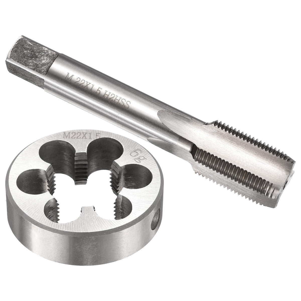 Workkyma M22x1.5 Tap and Die Set Metric M2 HSS Right Hand Threading Tool