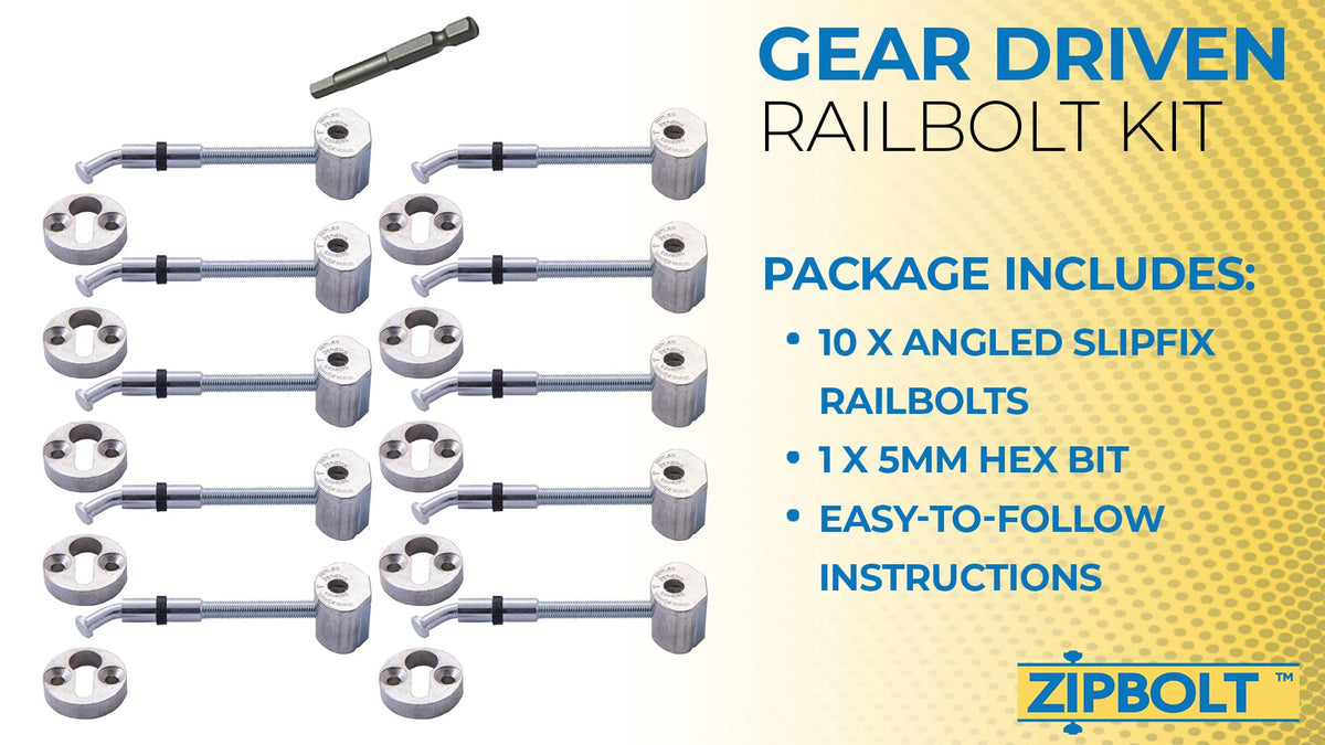 13.950 Angled Slipfix Railbolt Bulk Pack — Angled Handrail to Newel Post Connector for Upper Connection, Easy