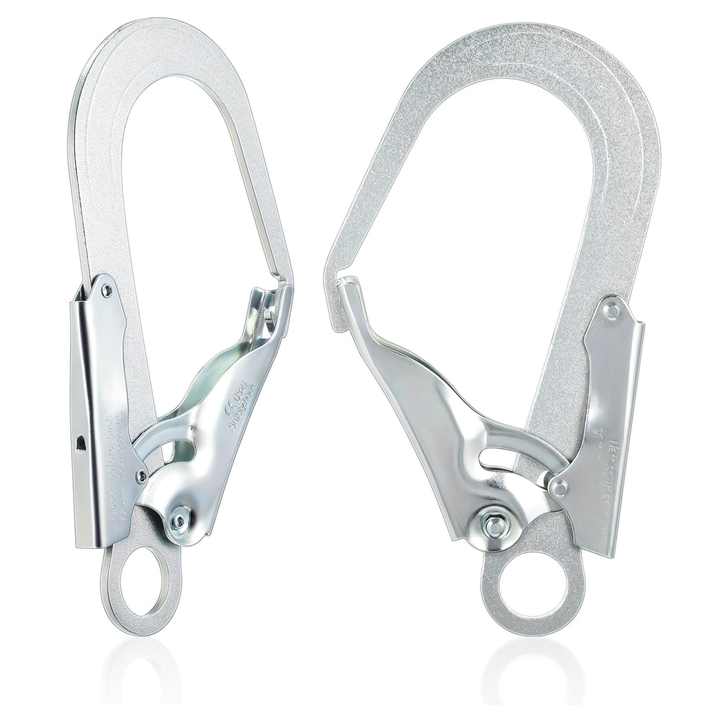 2Pcs High Strength Alloy Steel Large Drop Forged Double Lock Rebar Snap Hook Safety Fall Protection Lanyard Hook