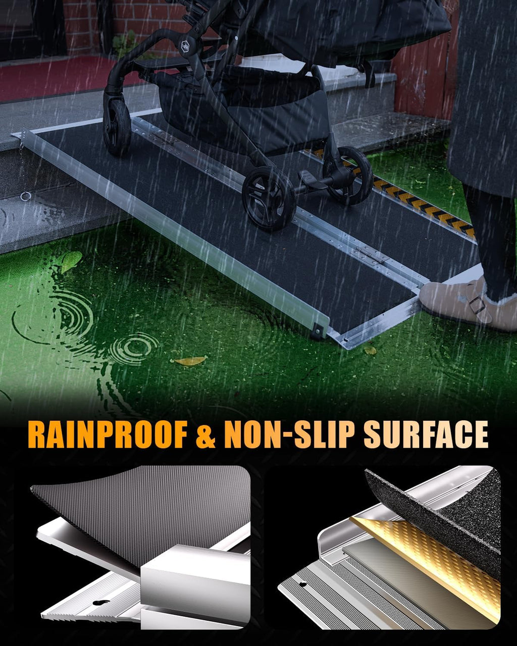 Portable Wheelchair Ramp 4FT, Non-Slip Ramps for Wheelchairs for Home