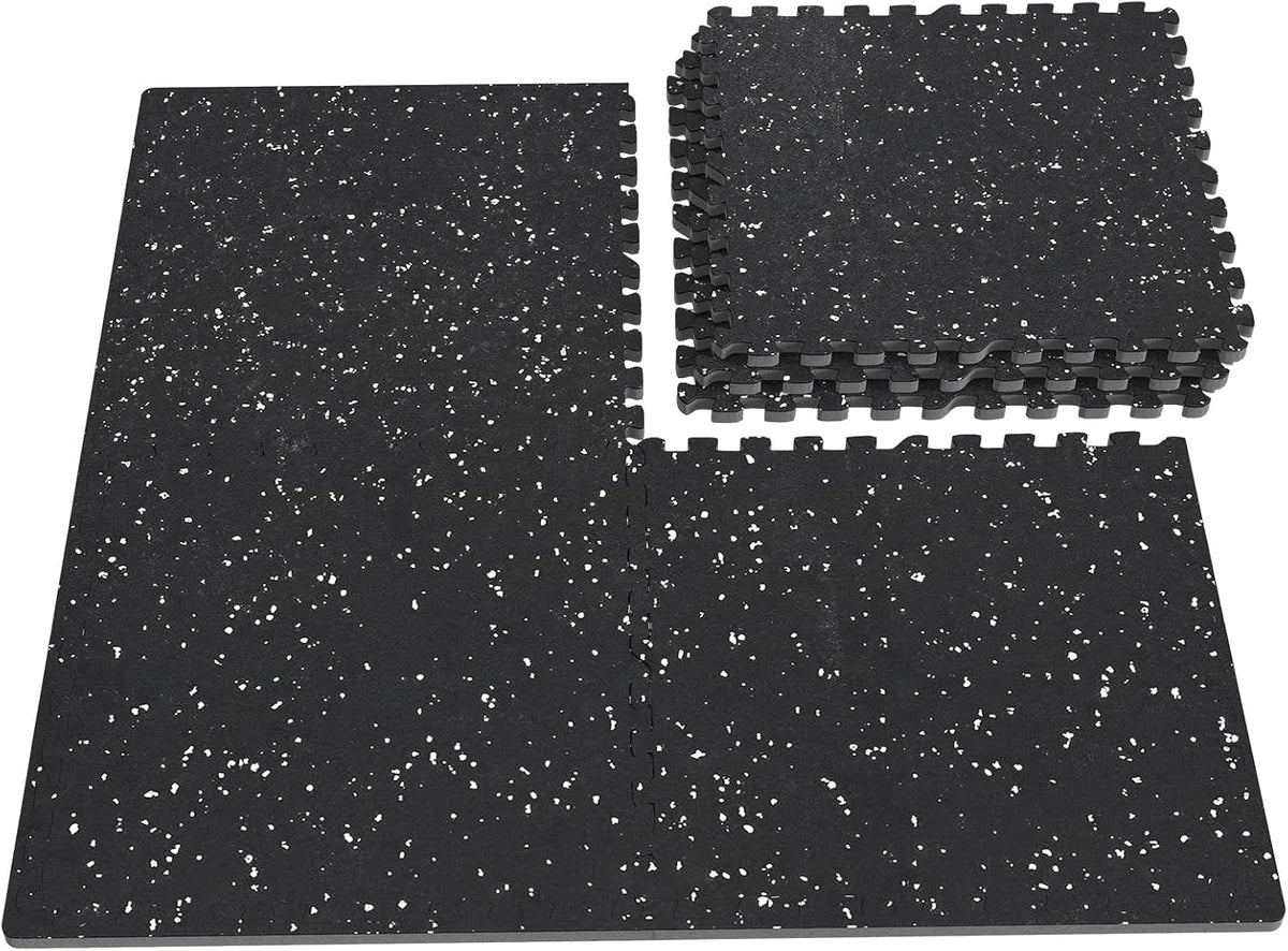 0.56" Thick Rubber Top Gym Flooring for Home Gym, High Density EVA Foam Exercise Mats, Interlocking Gym Flooring for