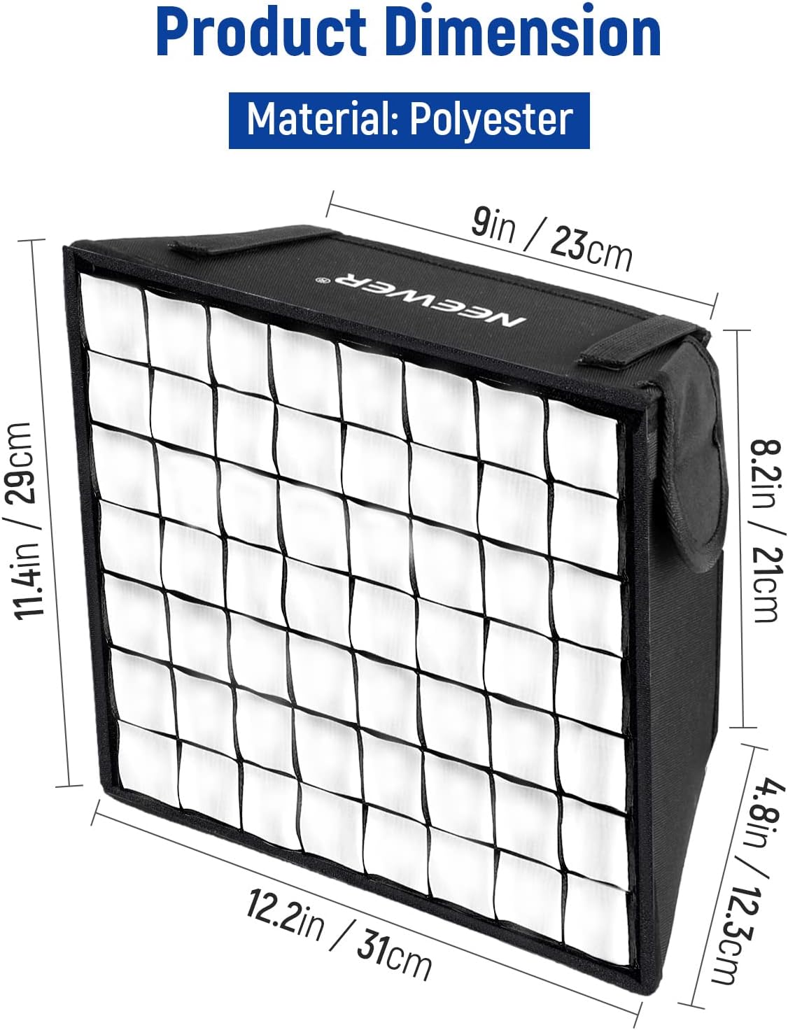 12.2"x11.4" Foldable Softbox Diffuser with Grid and Bag for NL660/SNL660/RGB660/RGB660 Pro/RGB660 PRO II LED Video