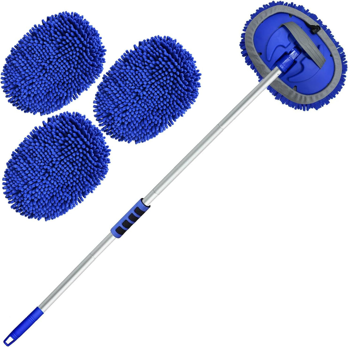 62'' Car Wash Brush Kit with Long Handle, Chenille Microfiber Car Wash Mop Mitt Scratch-Free Car Detailing Cleaning