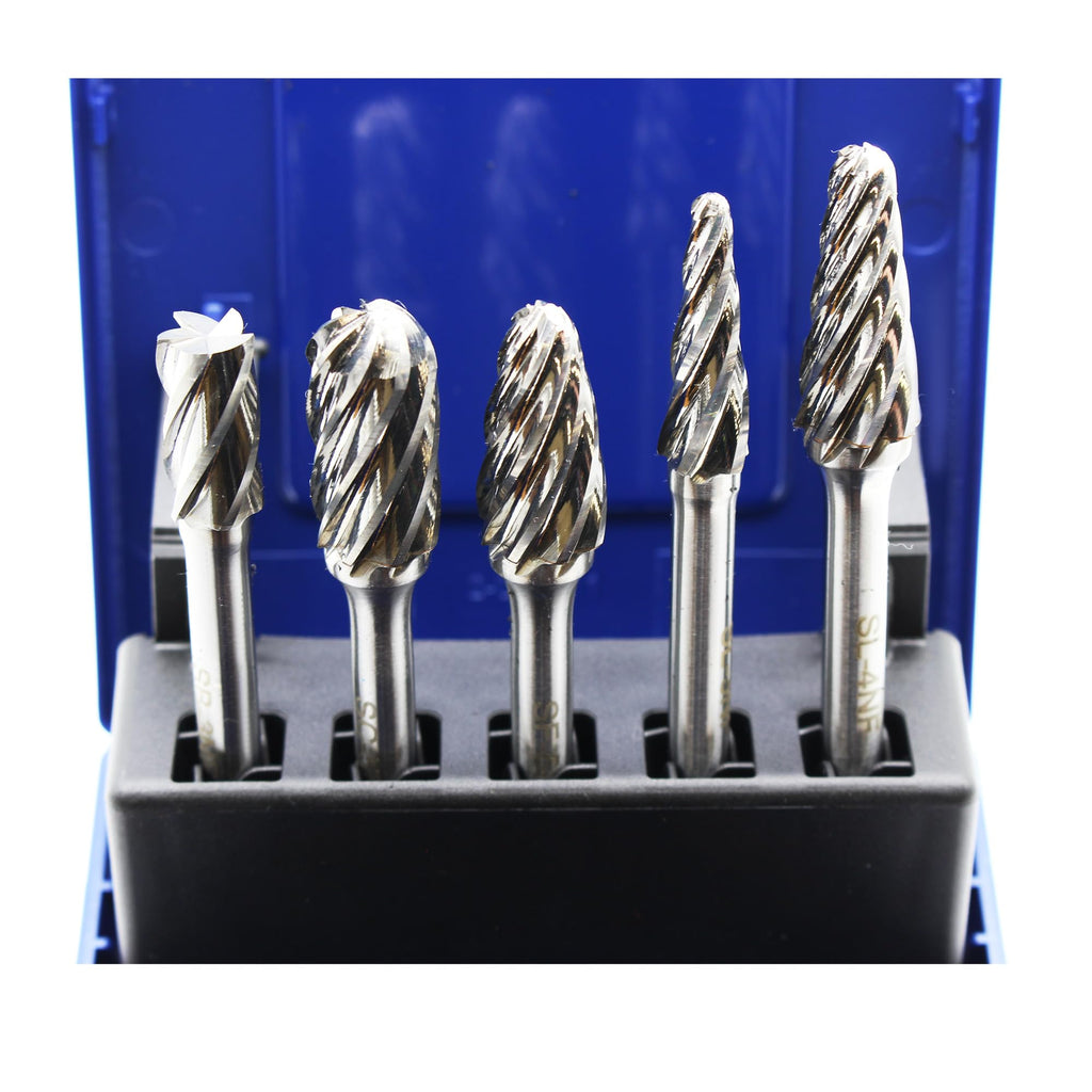 TEMO 5p NF Aluminum Cut Carbide Rotary Burr File, 1/2"+3/8" Head 1/4" Shank