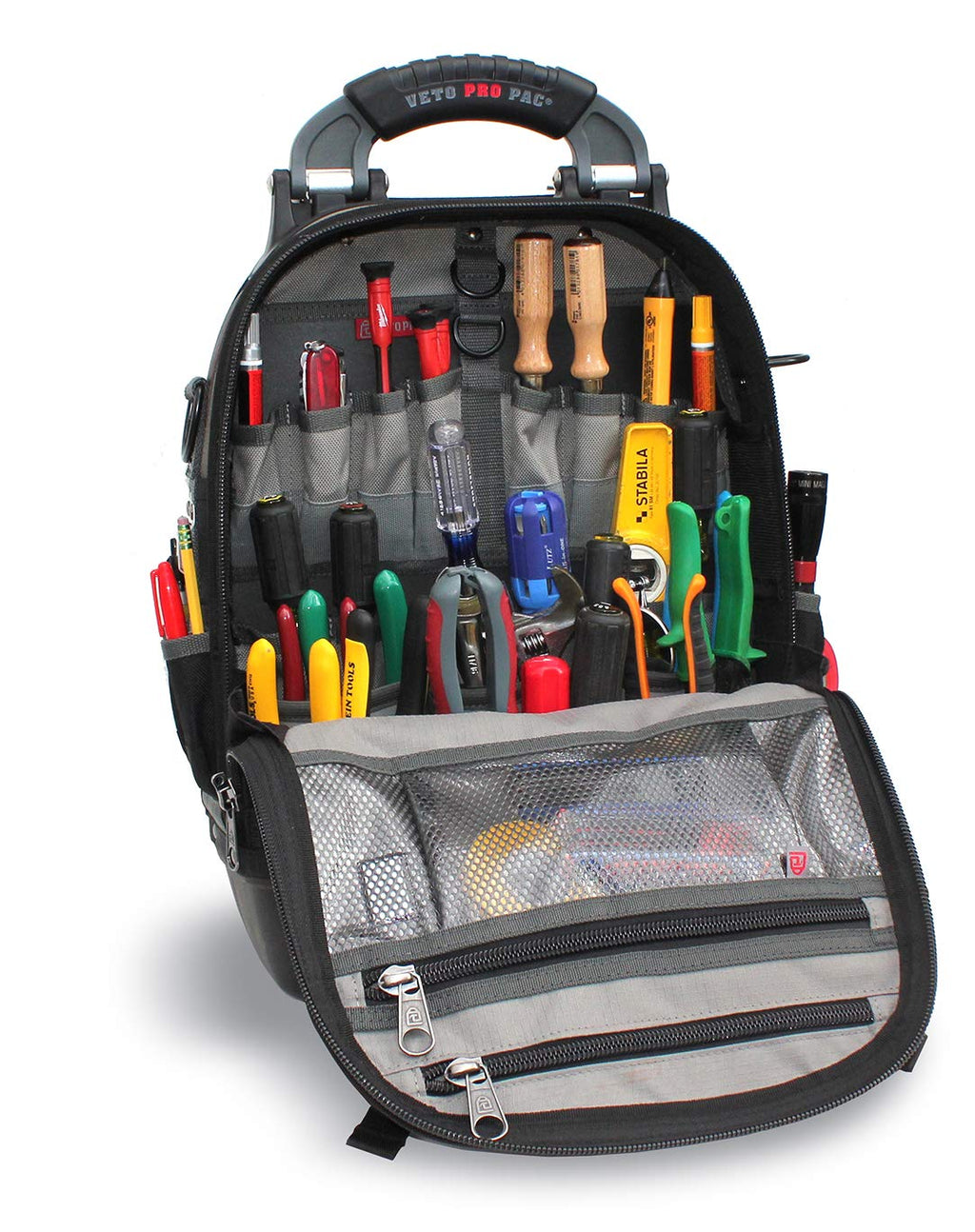 Pro Pac Tech Pac Tool Backpack – Heavy-Duty Weatherproof Tool Bag with 46 Pockets, Waterproof Molded Base & Ergonomic