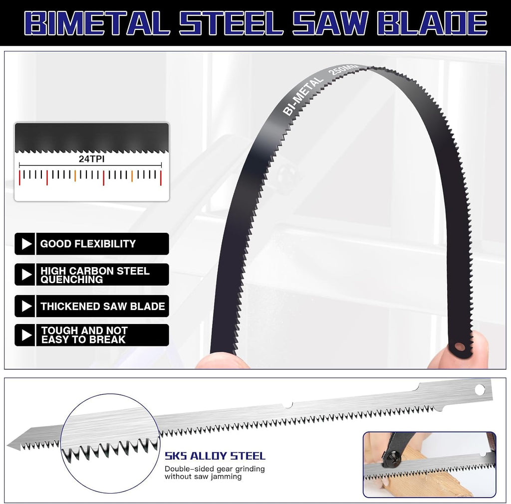 AIRAJ Mini Metal Hack Saw, Small Hacksaw for Metal, with 5 HSS Saw Blade