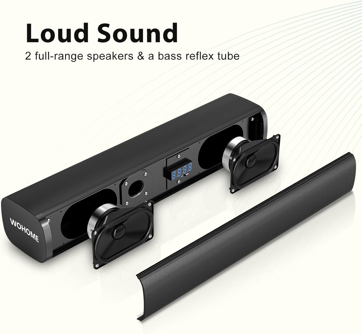 Sound Bar for Smart TV with Wired Subwoofers, 2.1 Channel Small TV Soundbar Speakers, Home Theater Surround Sound