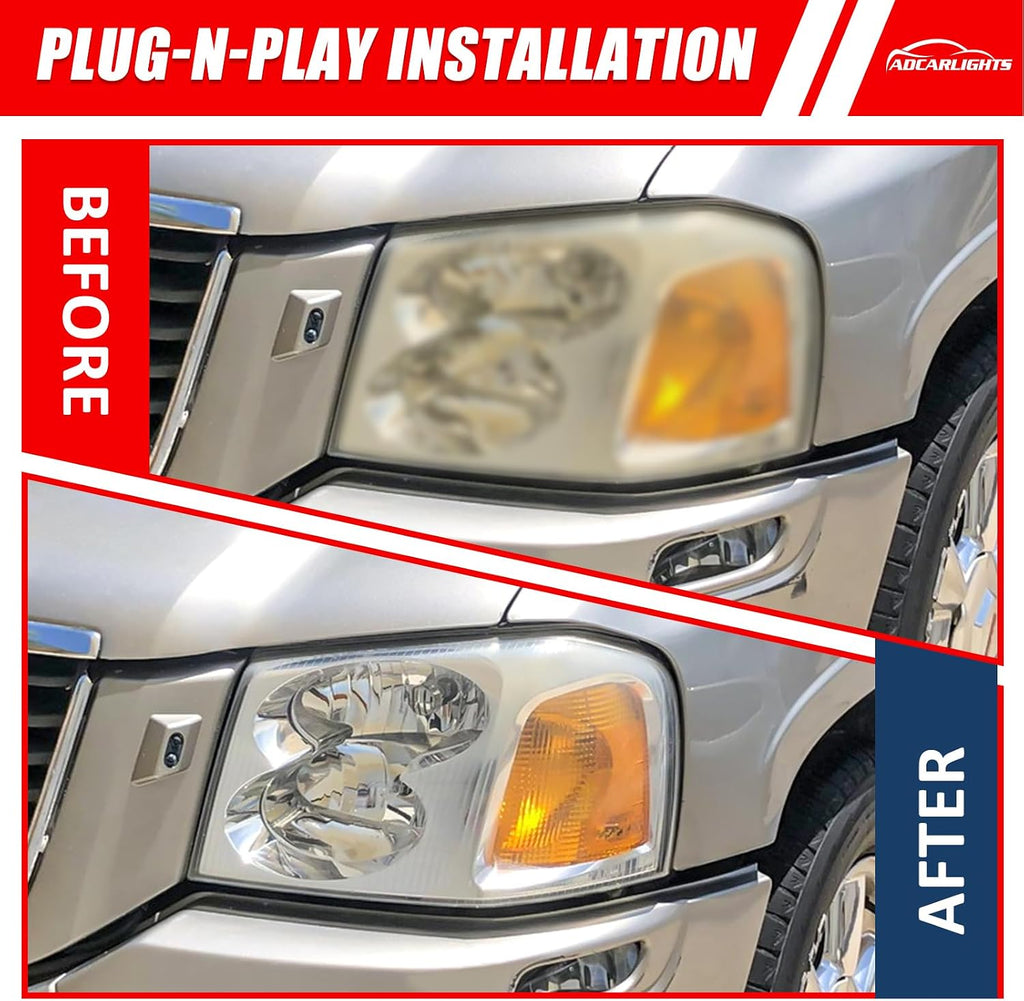 for 2002-2009 GMC Envoy Halogen Headlight W/O Bulbs