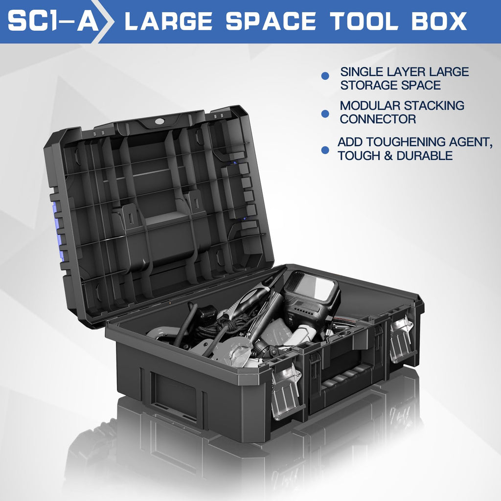 4 Tier Stackable Rolling Tool Box with Wheels, 18” Tool Box Organizer