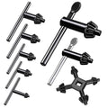 Waltool 8Pcs Universal 4 in 1 Drill Chuck Key Wrench and 3/4" 5/8" 1/2" 3/8" 1/4" 5/32" T-Handle Keyless Chuck Drill Press for Electric Drill Clamping Tool