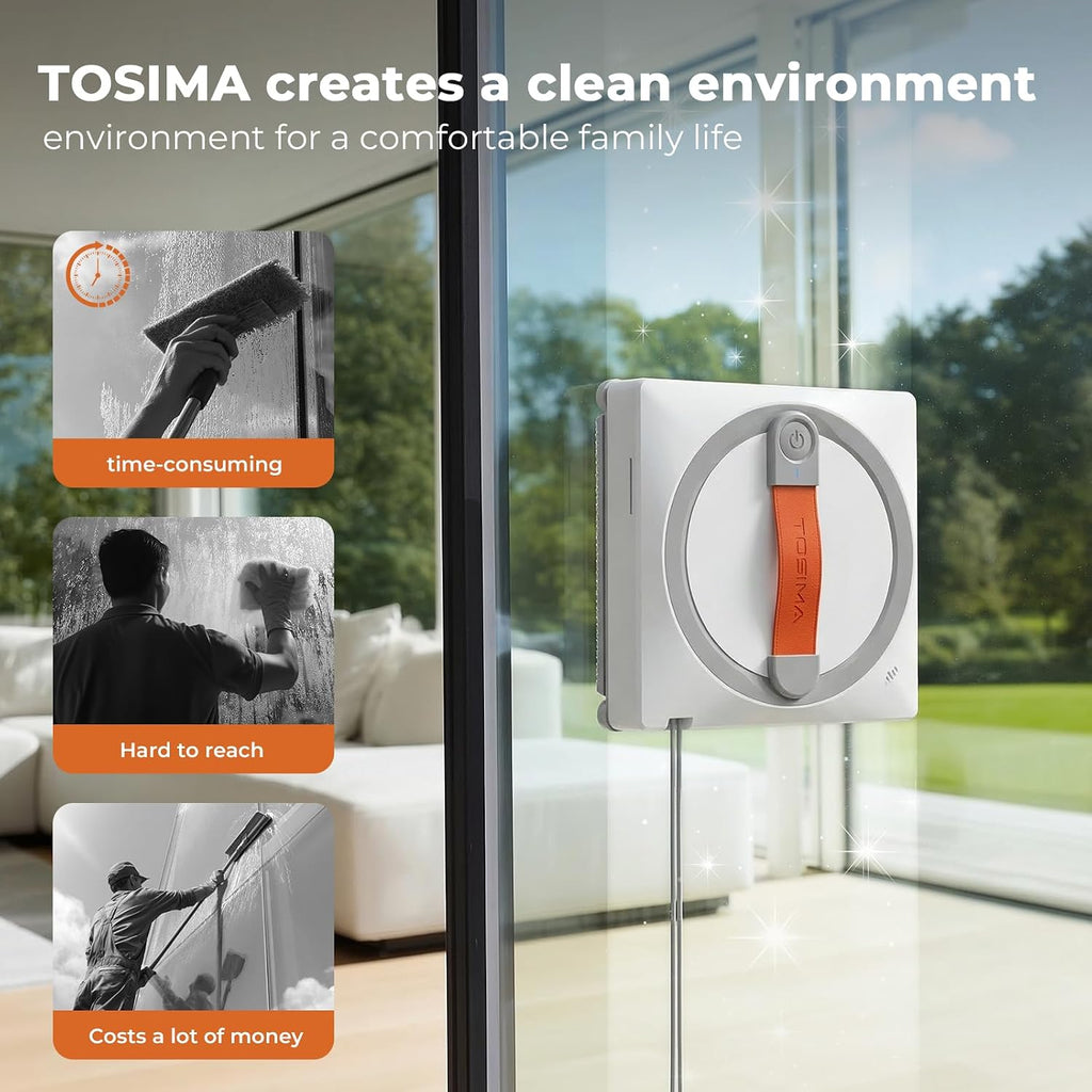 WA9C Pro Window Cleaning Robot, 4-Nozzle Dual Spray, 6 Cleaning Modes