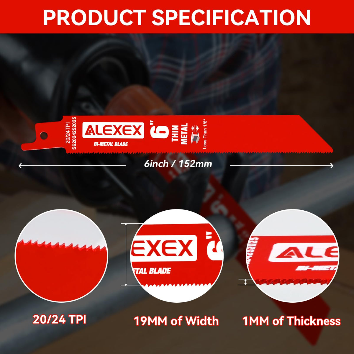25 Pack 6 Inch 20/24TPI Reciprocating Saw Blades for Metal Cutting, Bi-Metal Sawzall Blades with 8% Cobalt, for Automatic Dismantling Sawzall Blades for Less 1/8" Thin Metal, for Diablo Sawzall Blade