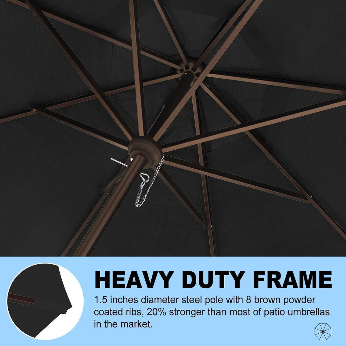 USA 10-Year-Non-Fading 10FT Outdoor Patio Market Umbrella,UPF50+ UV Resistant Sun Shade,Heavy Duty Commercial