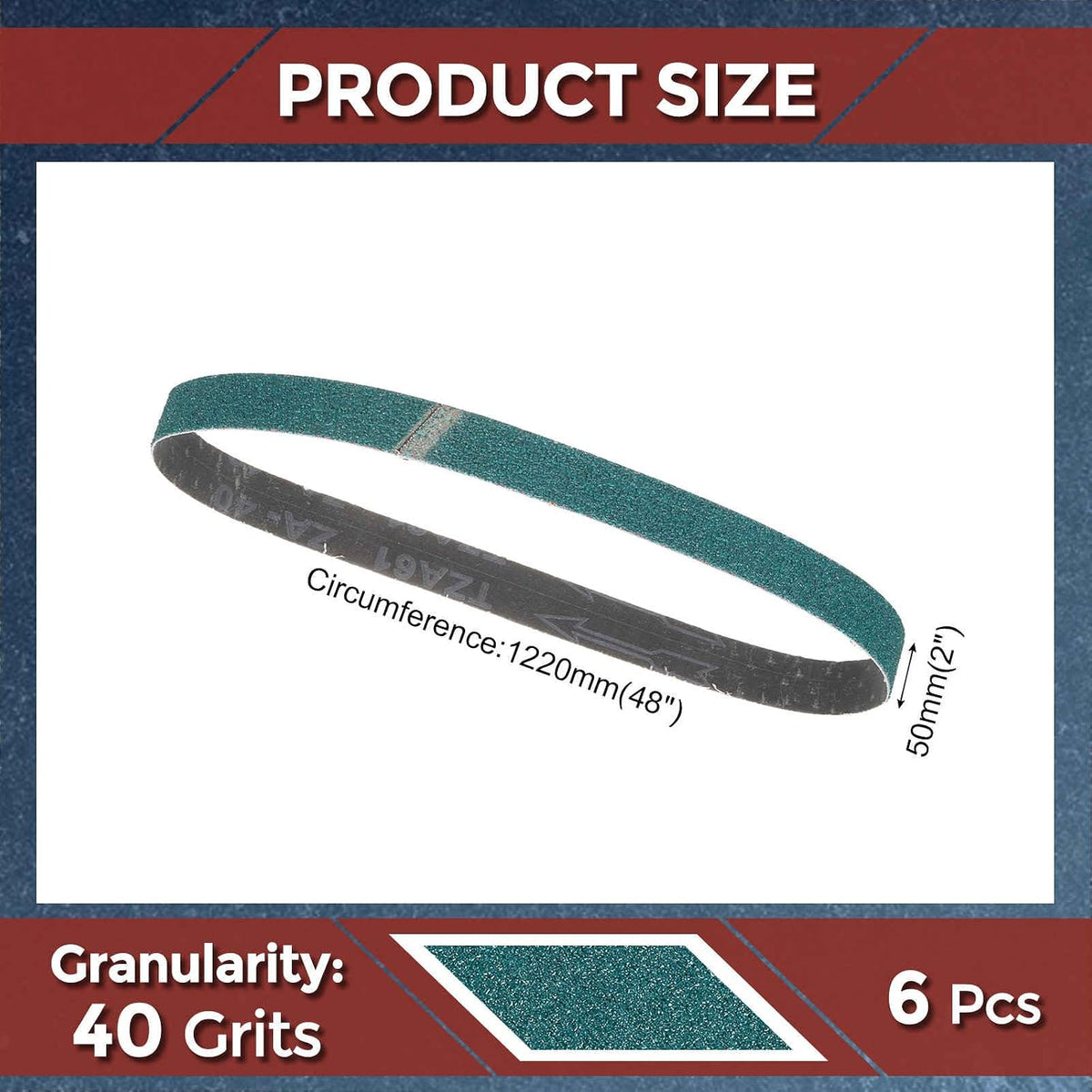 6 Pcs Sanding Belts 2 x 48 Inch 40 Grit Zirconia