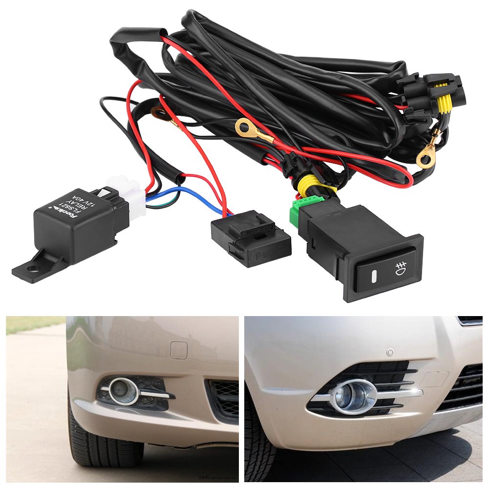 Fog Light Wiring Harness Socket Wire Connector with 40A Relay & ON/Off Switch for Fog Light LED Lamp