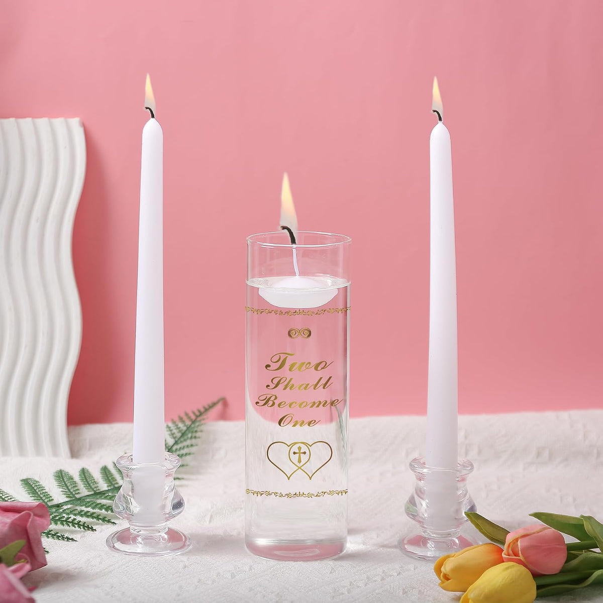 Unity Candles with Glass Holder for Wedding Ceremony - Unity Candles for Wedding, Religious Ceremony Ideas Marriage
