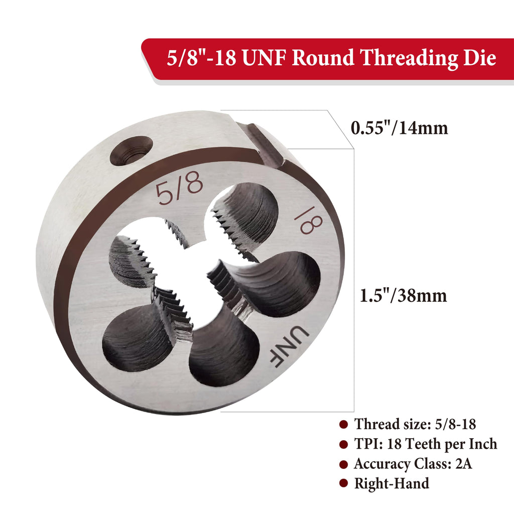 5/8"-18 UNF Round Threading Die, Machine Right-Hand 5/8 x 18 Die