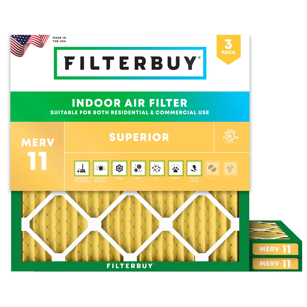 17.5x17.5x1 Air Filter MERV 11 Pet & Allergy Defense (3-Pack)