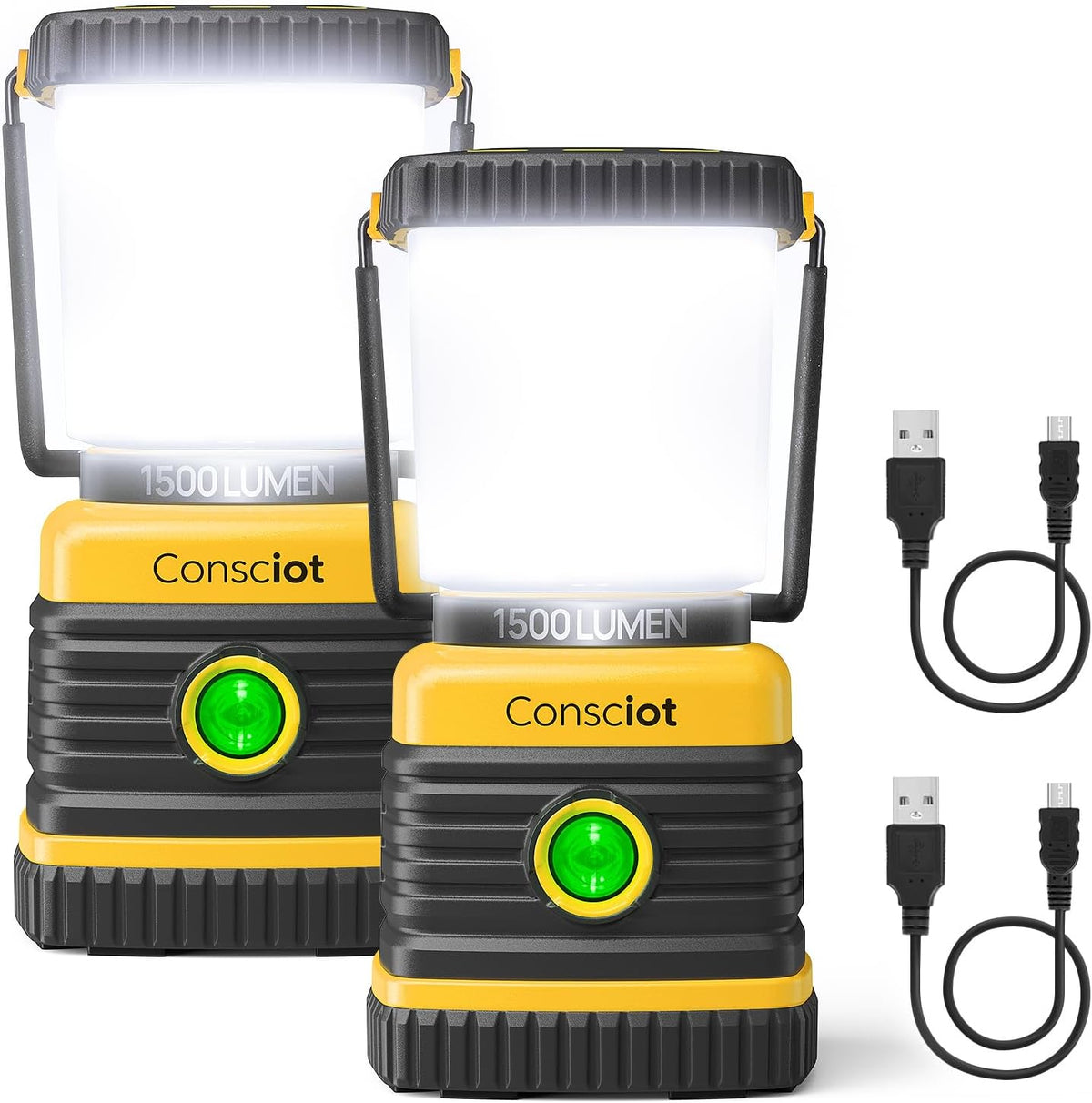 LED Camping Lantern, Consciot C02 USB-C Rechargeable Camping Lights, 1500LM, 5 Light Modes, Up to 100H Run Time, IPX4