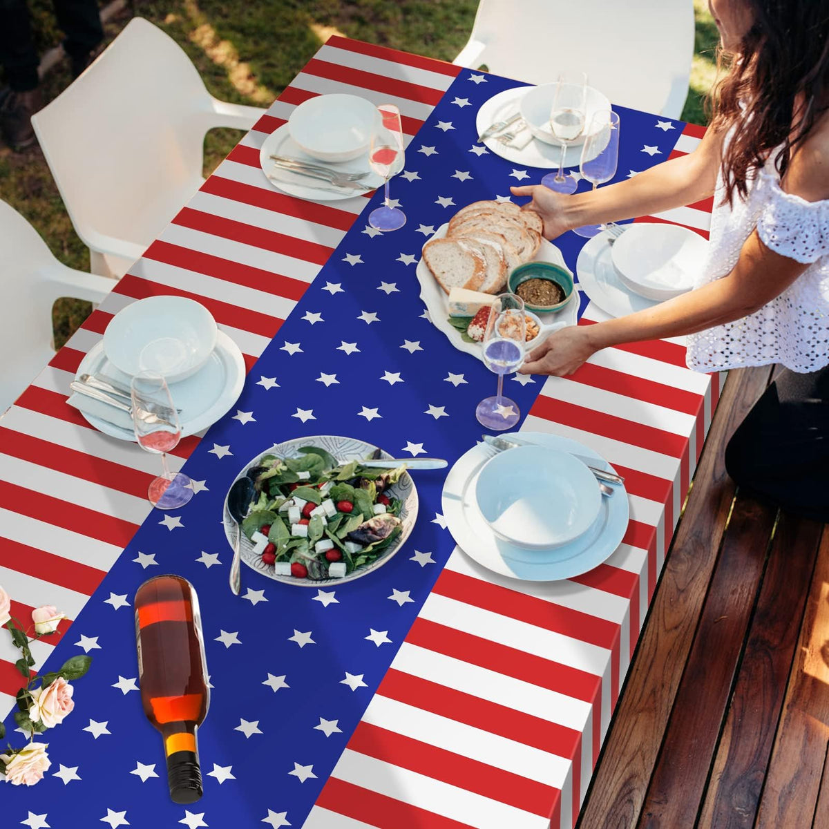 3 Pack Patriotic Tablecloth,Disposable Plastic Tablecloth 54"x108" Patriotic Decorations,Birthday Party Table