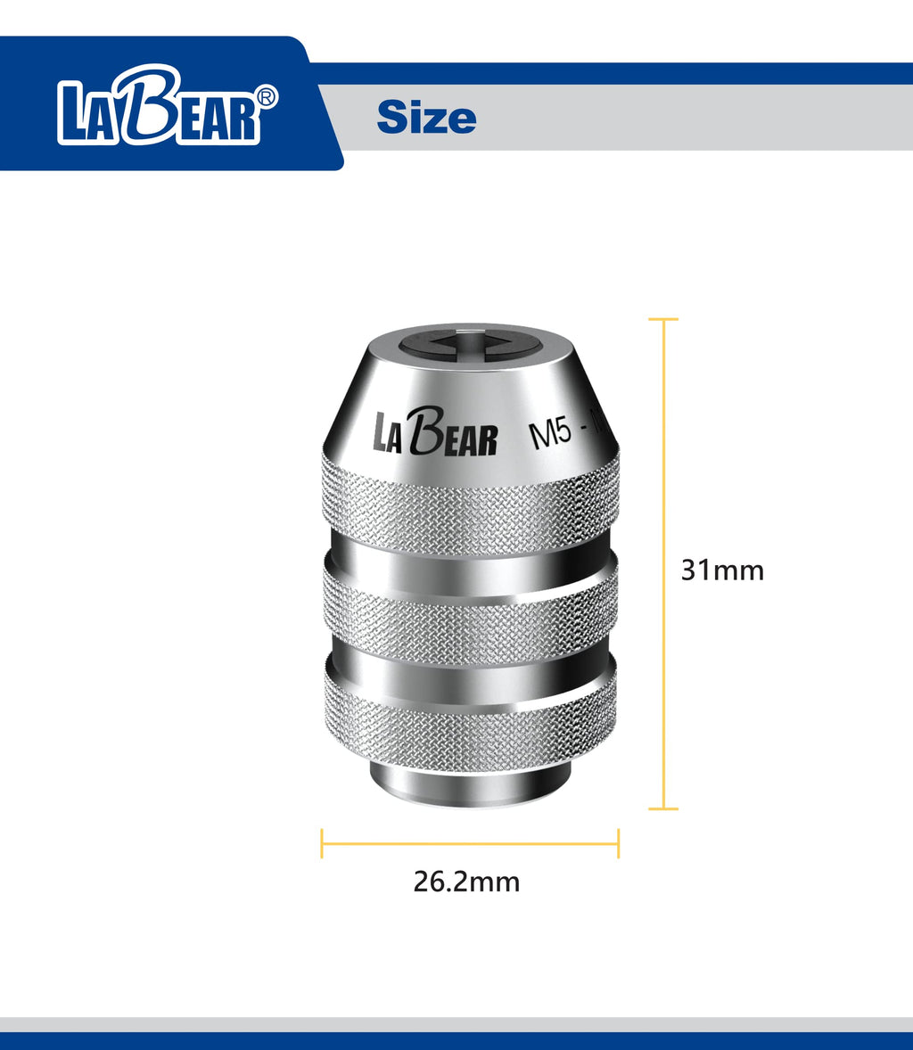 LABEAR 1/4-Inch Drive Adjustable Tap Chuck Socket Adapter, M5-M12