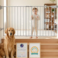 31.5-55" x 28" H Extra-Wide Adjustable Hardware/Pressure-Mounted Pet & Child Safety Gate with Dual-Lock Walk-Through Swing Door for Stairs, Hallways & Wide Doorways — Grey