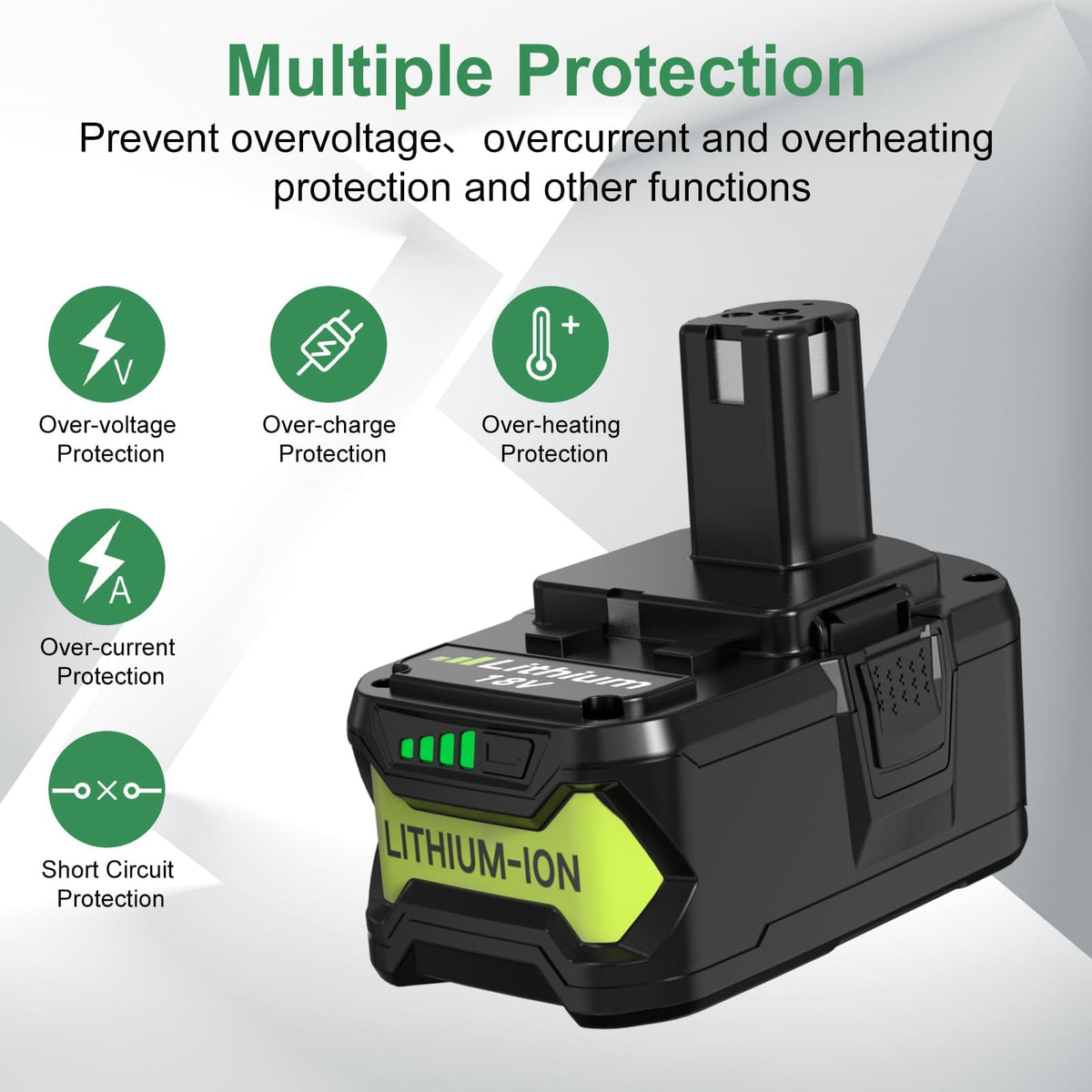 2PACK 8.0Ah Battery Replacement for Ryobi 18V Battery