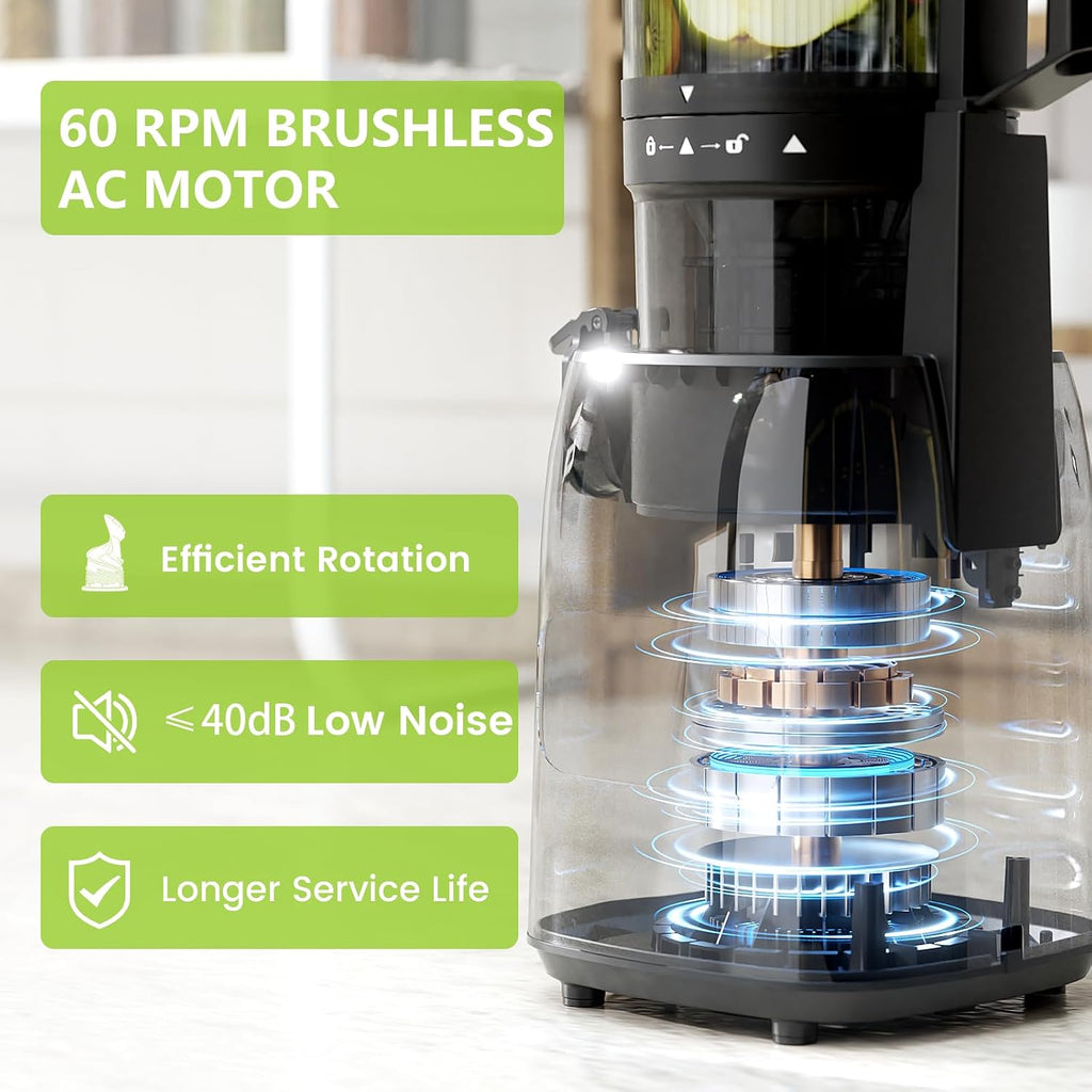 Cold Press Juicer Machines with 5.4" Extra-Large Feed Chute | 60RPM Slow Masticating Orange Juicer, 300W Electric