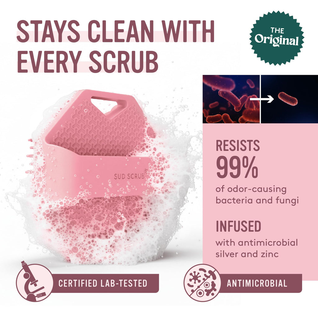 Antimicrobial Silicone Body Scrubber, Exfoliating Body Brush for Sensitive Skin, Antibacterial Shower Scrubber for