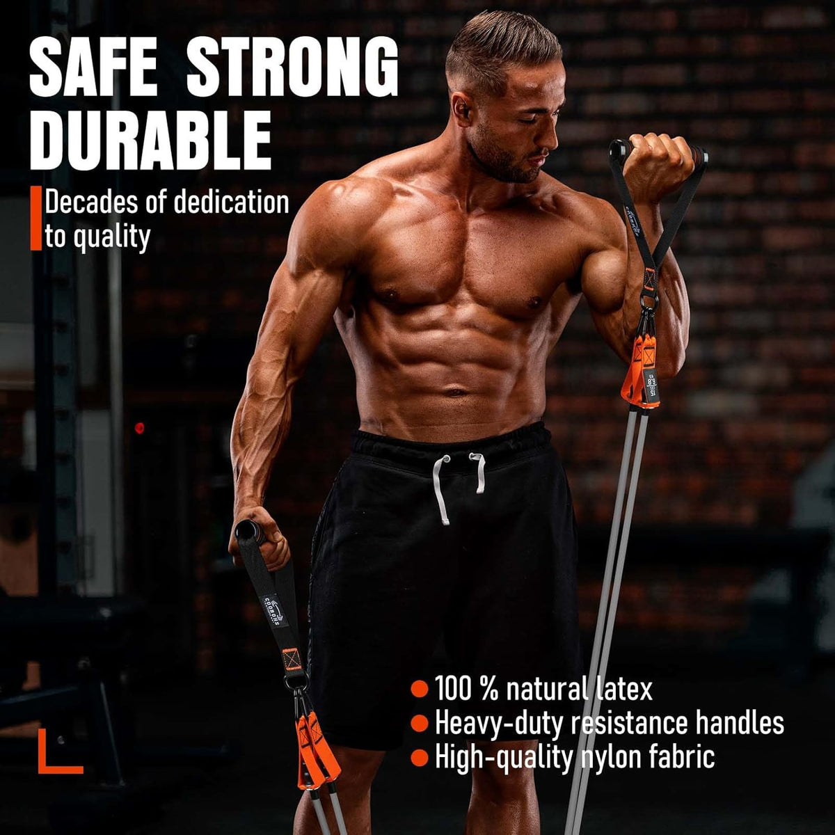 Resistance Bands with Handles, 175lb Exercise Bands for Working Out, Fitness Bands, Workout Bands with Door Anchor
