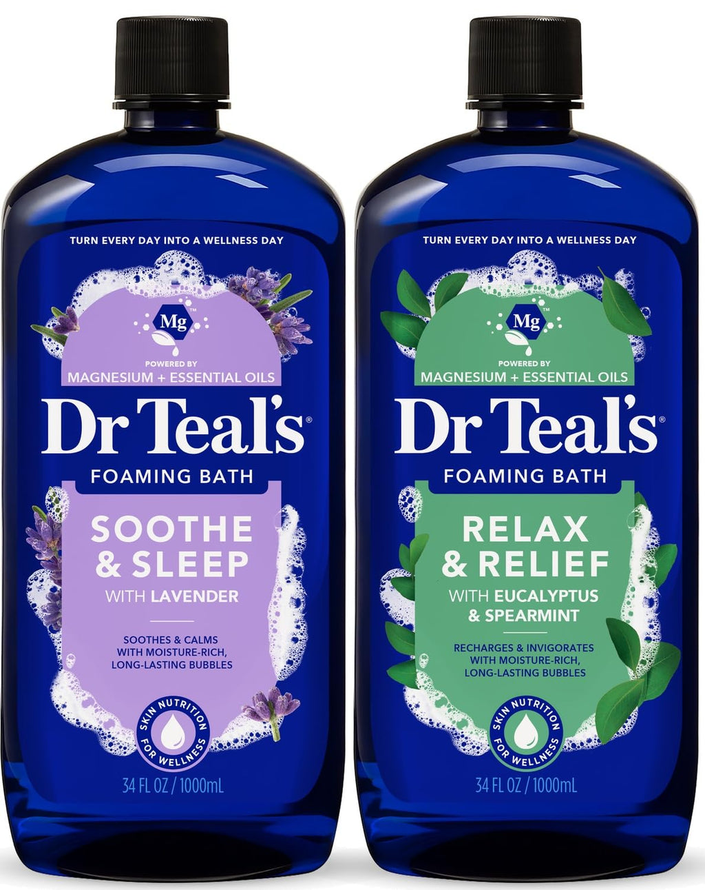 Foaming Bath with Pure Epsom Salt, Lavender & Eucalyptus, 34 fl oz (Pack of 2)