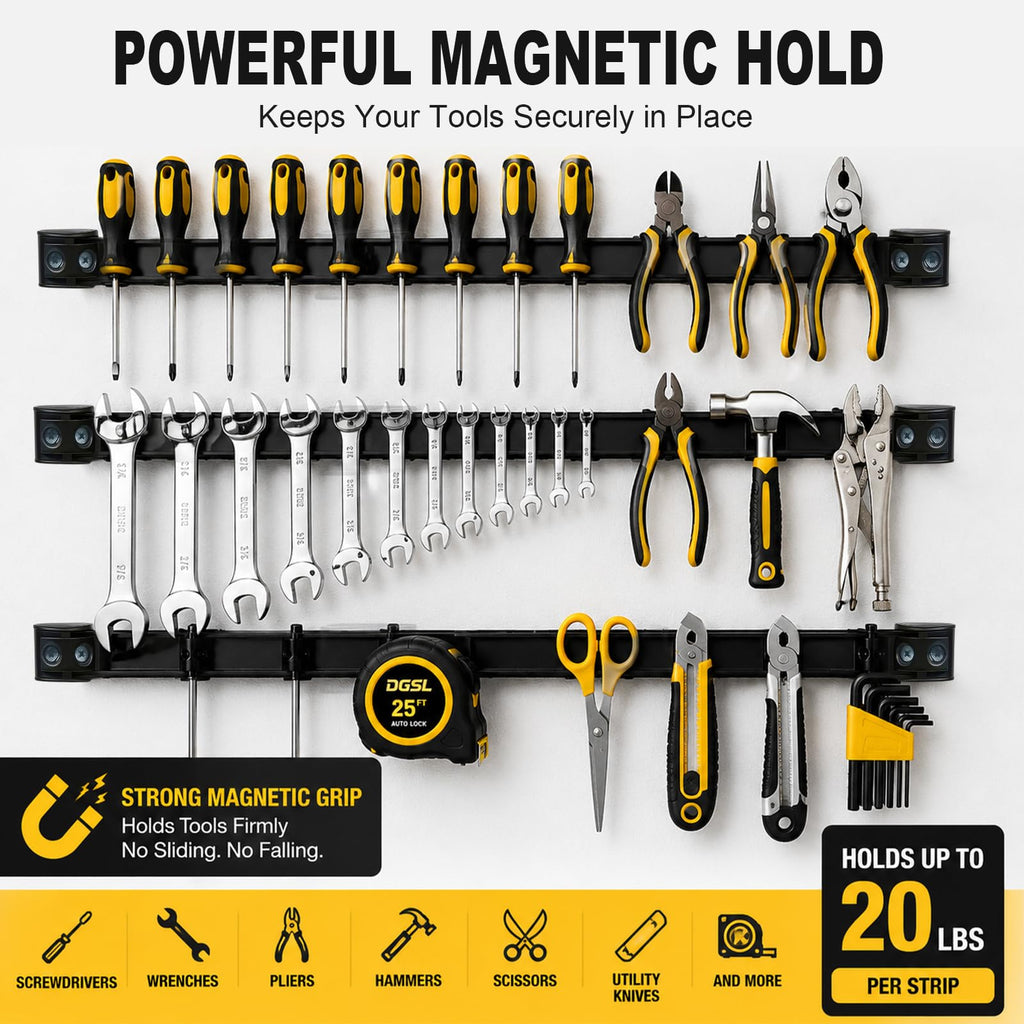 Heavy Duty Magnetic Tool Holder, 5 Pack 16" Wall Mount Organizer