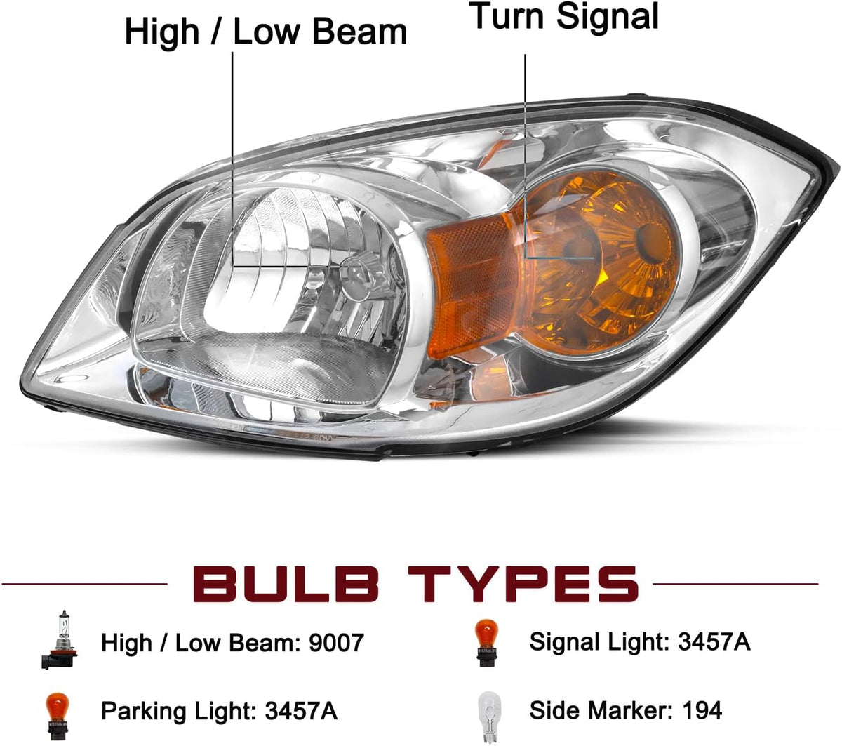 JSBOYAT Headlight Assembly for 2005-2010 Chevy Cobalt 07-10 Pontiac G5